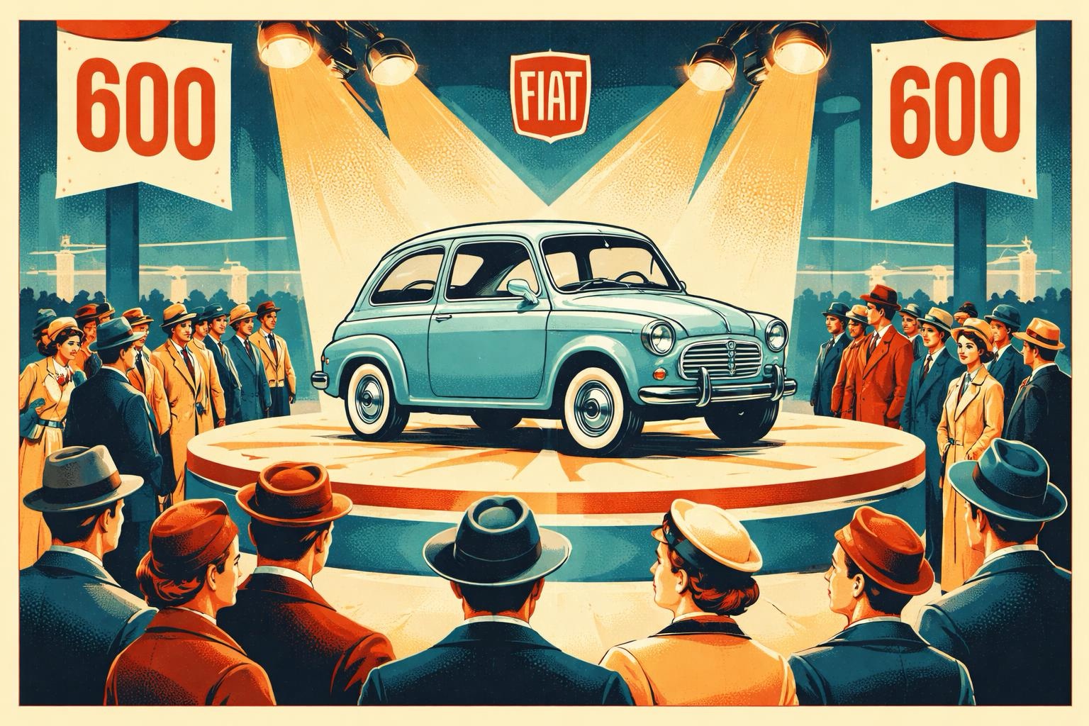 Il debutto della 600 al Salone di Ginevra 1955
